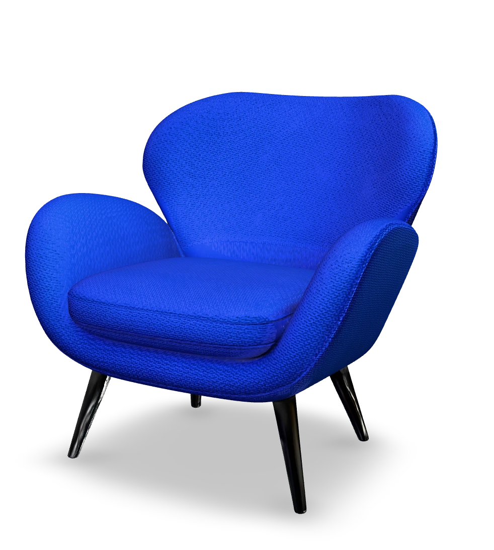 Cobalt sculptural lounge chair